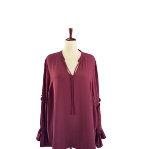 Torrid Burgundy Blouse with Tie Detail
